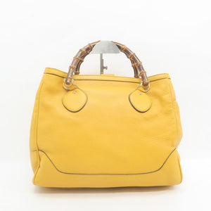 Gucci Shopper Bag Bamboo Yellow Calfskin Tote