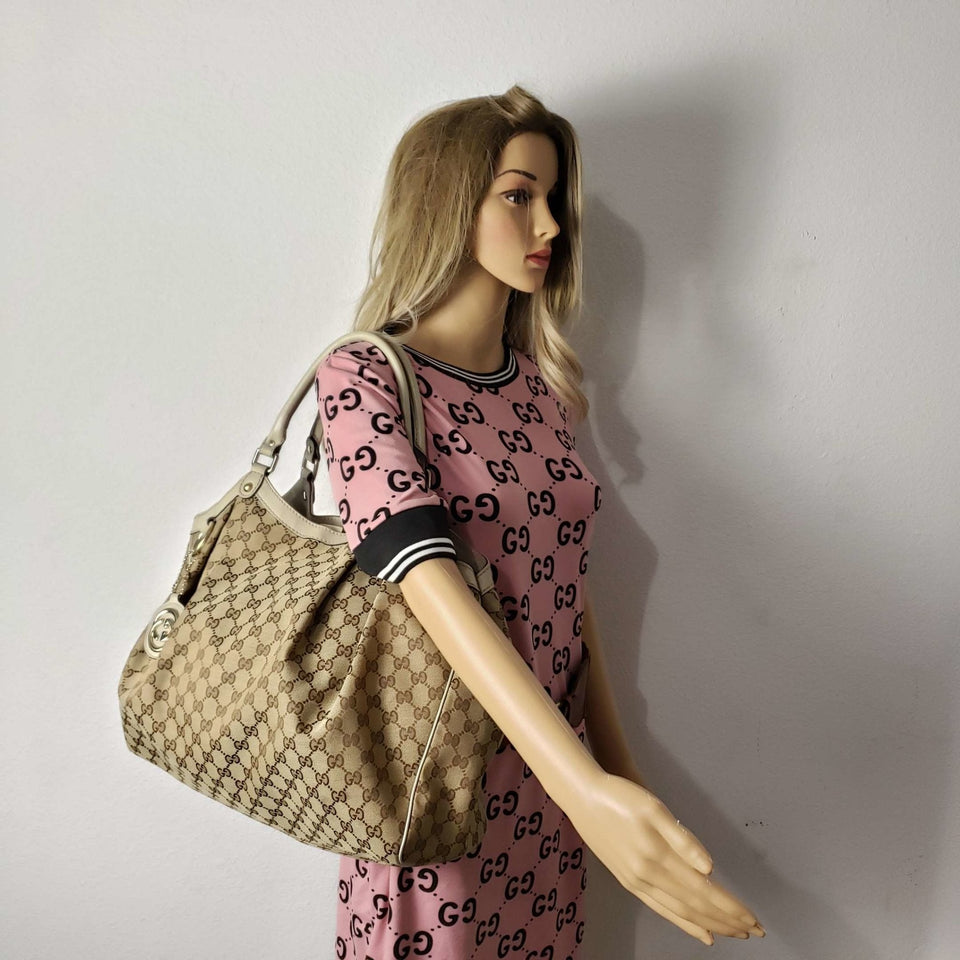 Gucci Sukey Canvas Leather Shoulder Bag