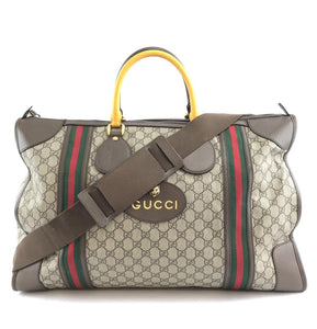 Gucci Tote Boston XL with Strap Guccissima Vintage Web Lion Head Brown Multicolors Coated Canvas and Leather Shoulder Bag