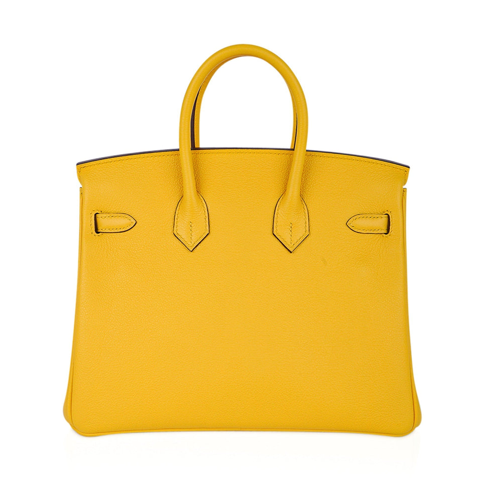 Hermes Birkin 25 Bag Jaune de Naples Novillo Leather Gold Hardware