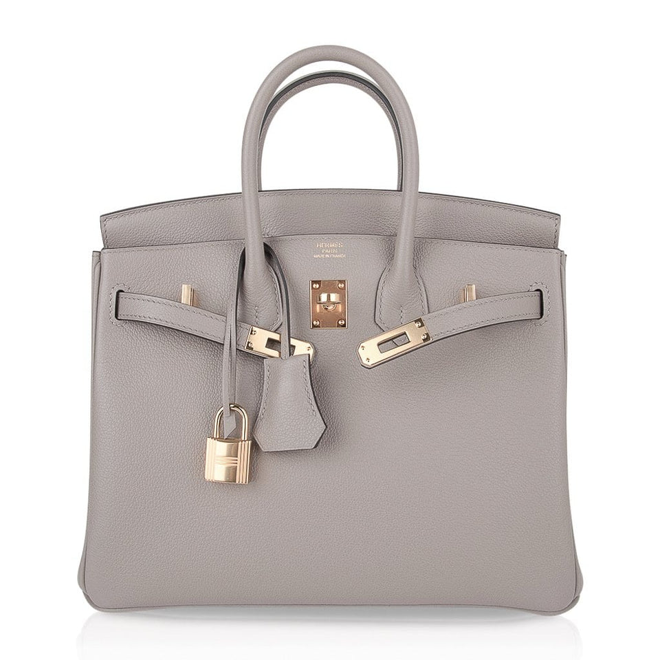 Hermes Birkin 25 Bag Gris Asphalte Novillo Leather Gold Hardware