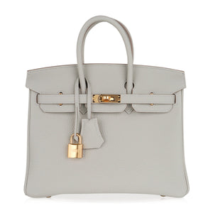 Hermes Birkin 25 Bag Gris Perle Togo Gold Hardware