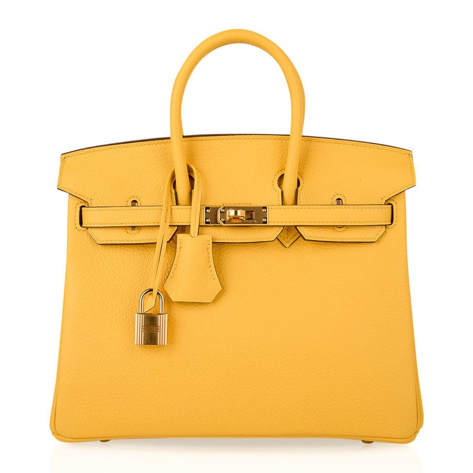 Hermes Birkin 25 Bag Jaune de Naples Novillo Gold Hardware