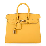 Hermes Birkin 25 Bag Jaune de Naples Novillo Gold Hardware