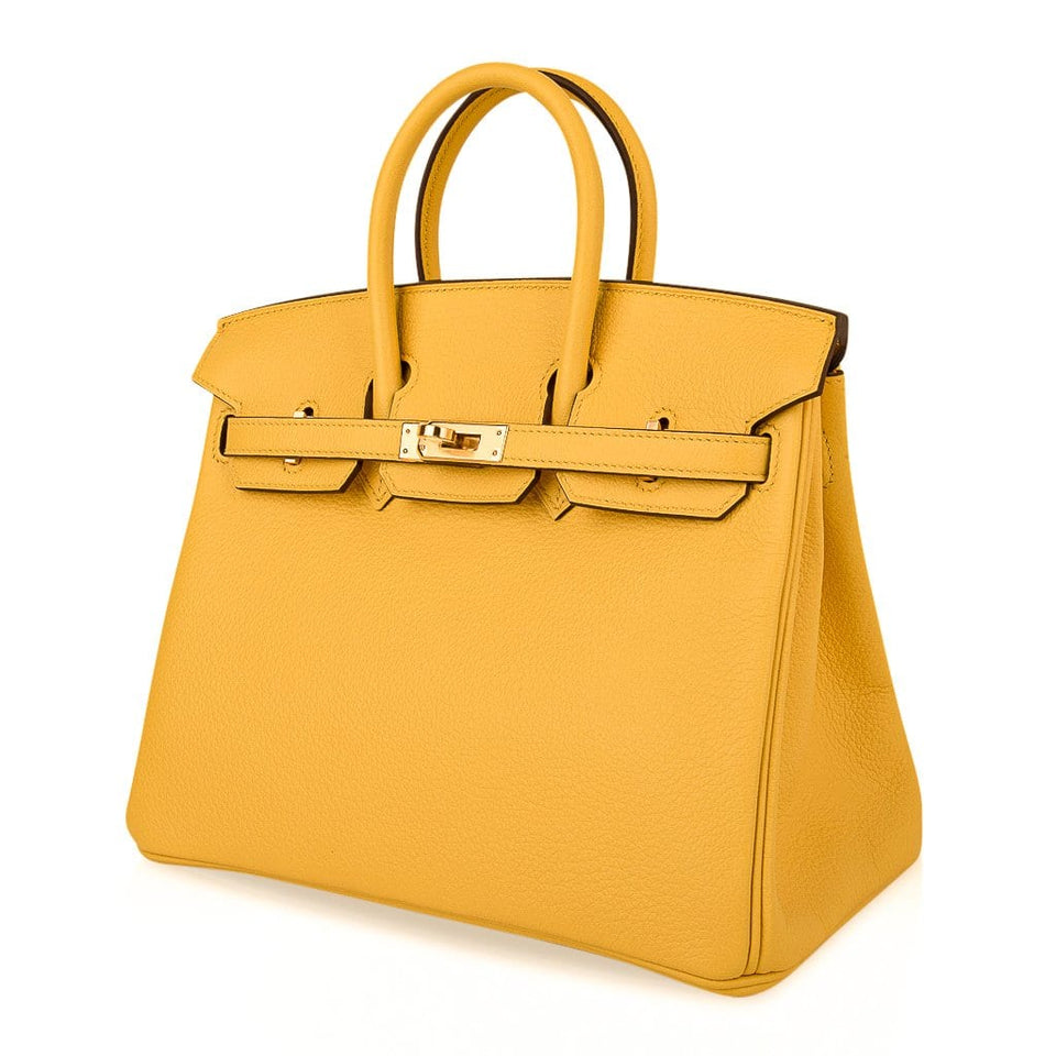 Hermes Birkin 25 Bag Jaune de Naples Novillo Gold Hardware