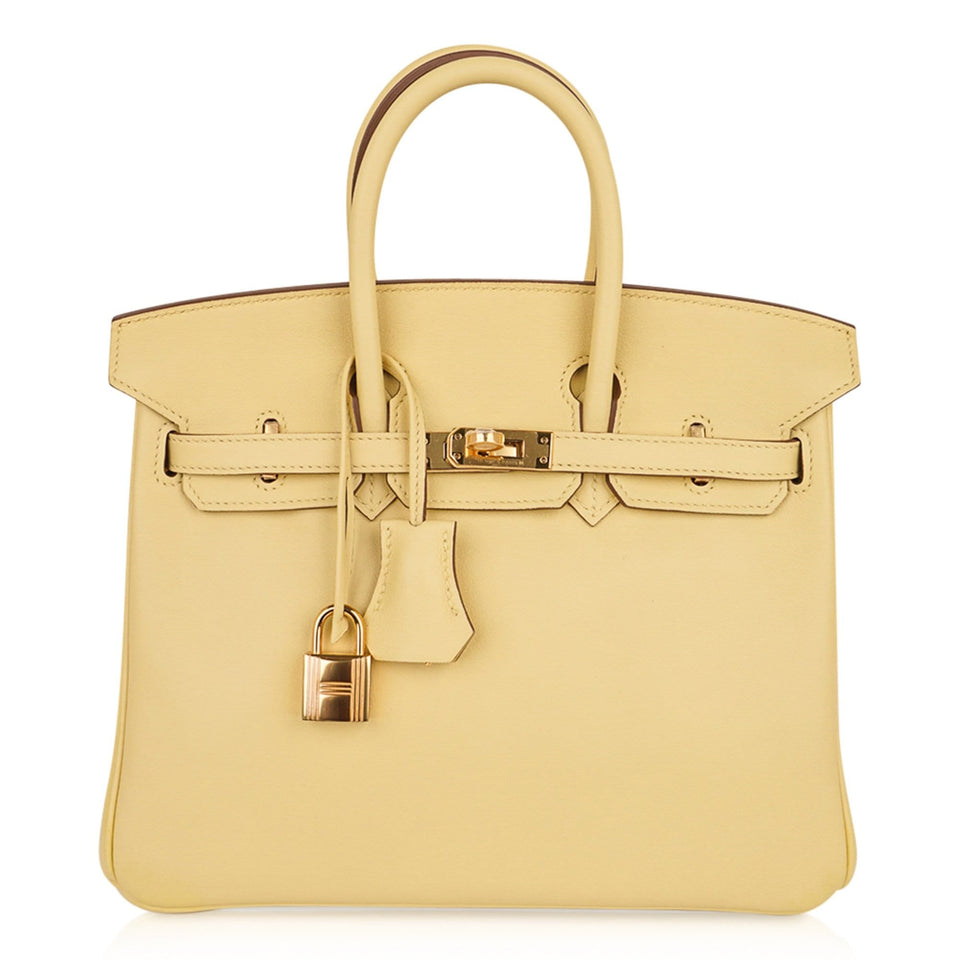 Hermes Birkin 25 Bag Jaune Poussin Gold Hardware Swift Leather