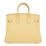 Hermes Birkin 25 Bag Jaune Poussin Gold Hardware Swift Leather