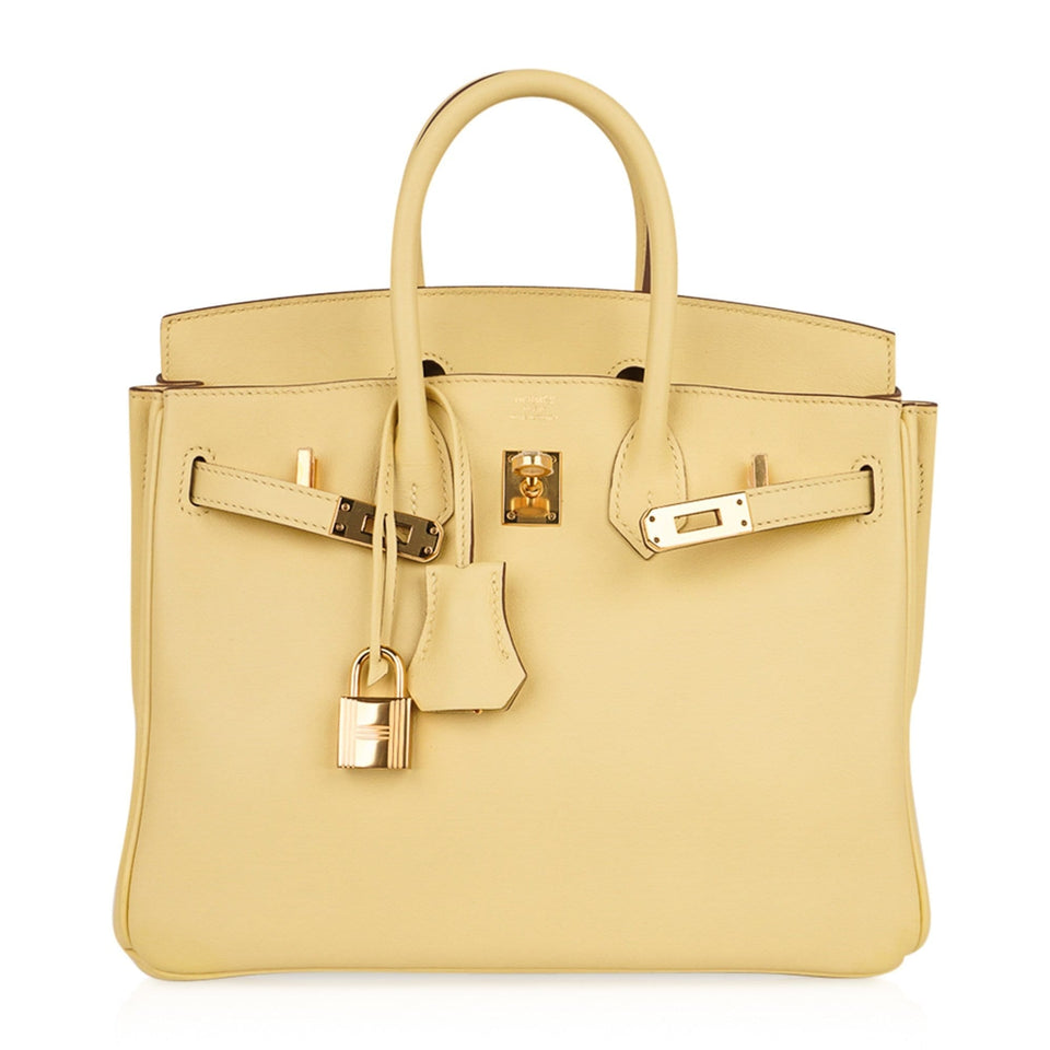 Hermes Birkin 25 Bag Jaune Poussin Gold Hardware Swift Leather