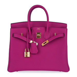 Hermes Birkin 25 Bag Rose Pourpre Togo Leather with Gold Hardware