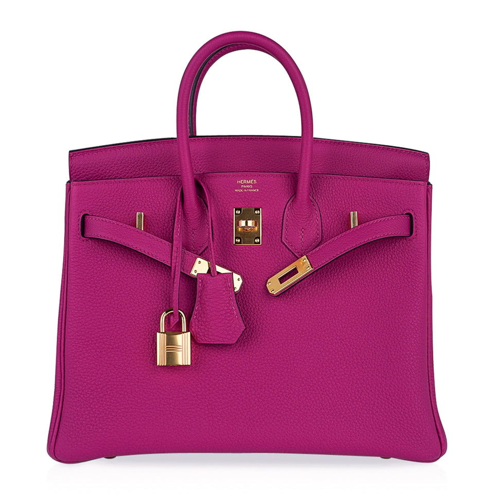 Hermes Birkin 25 Bag Rose Pourpre Togo Leather with Gold Hardware