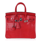 Hermes Limited Edition Birkin 25 Bag Rouge Lizard with Palladium Hardware