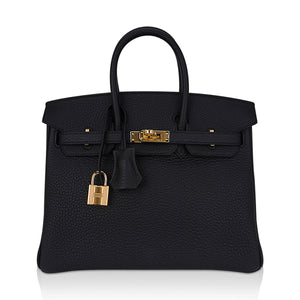 Hermes Birkin 25 Bag Black Togo Leather with Gold Hardware