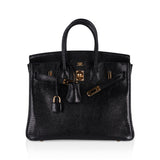 Hermes Birkin 25 Bag Black Lizard Gold Hardware Very Rare