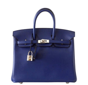 Hermes Birkin 25 Bleu Saphir Bag Swift Palladium