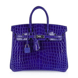 Hermes Birkin 25 Bag Blue Electric Crocodile Vivid Jewel Palladium Hardware