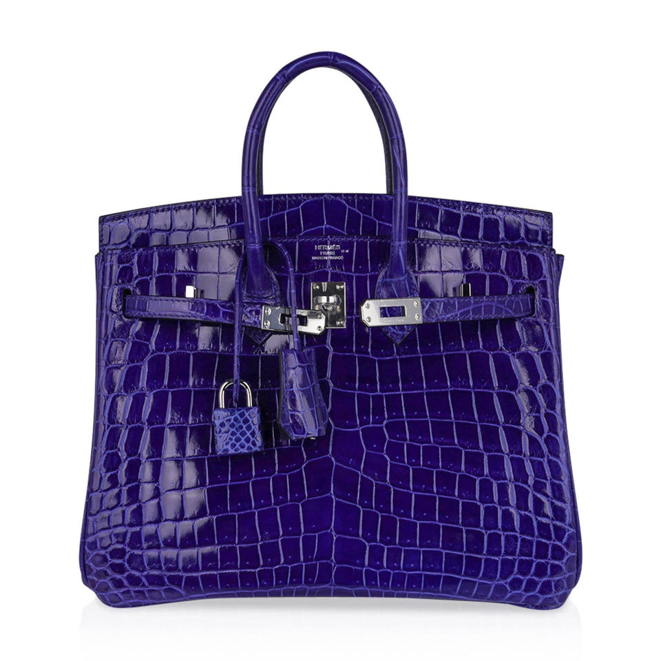 Hermes Birkin 25 Bag Blue Electric Crocodile Vivid Jewel Palladium Hardware