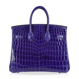 Hermes Birkin 25 Bag Blue Electric Crocodile Vivid Jewel Palladium Hardware