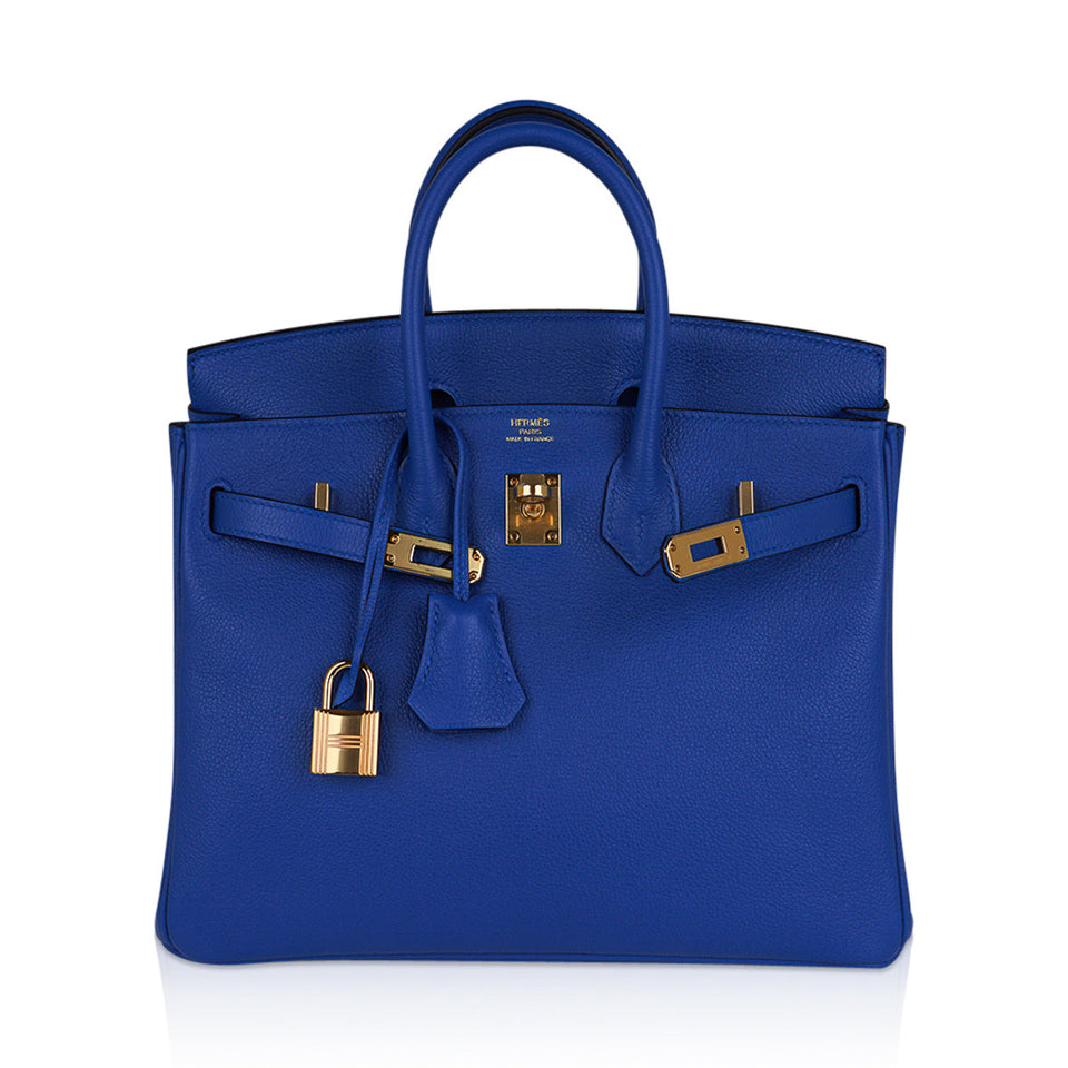 Hermes Birkin 25 Bag Blue Zellige Novillo Leather with Gold Hardware