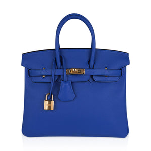 Hermes Birkin 25 Bag Blue Zellige Novillo Leather with Gold Hardware