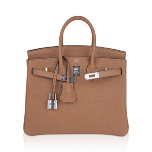 Hermes Birkin 25 Bag Chai Togo Leather with Palladium Hardware