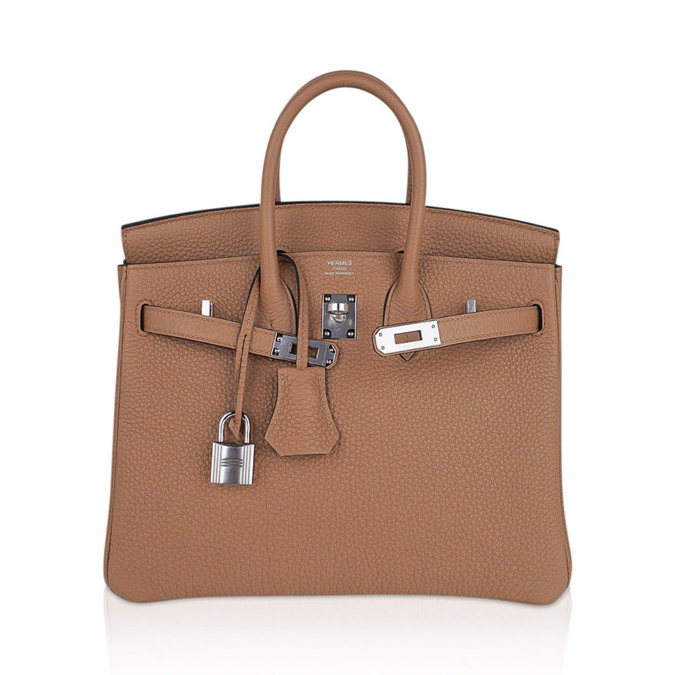 Hermes Birkin 25 Bag Chai Togo Leather with Palladium Hardware