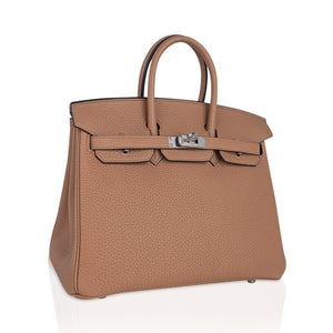 Hermes Birkin 25 Bag Chai Togo Leather with Palladium Hardware