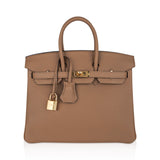 Hermes Birkin 25 Bag in Chai Togo Leather with Gold Hardware