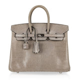 Hermes Birkin 25 Bag Gris Agate Lizard Palladium Hardware VERY Rare