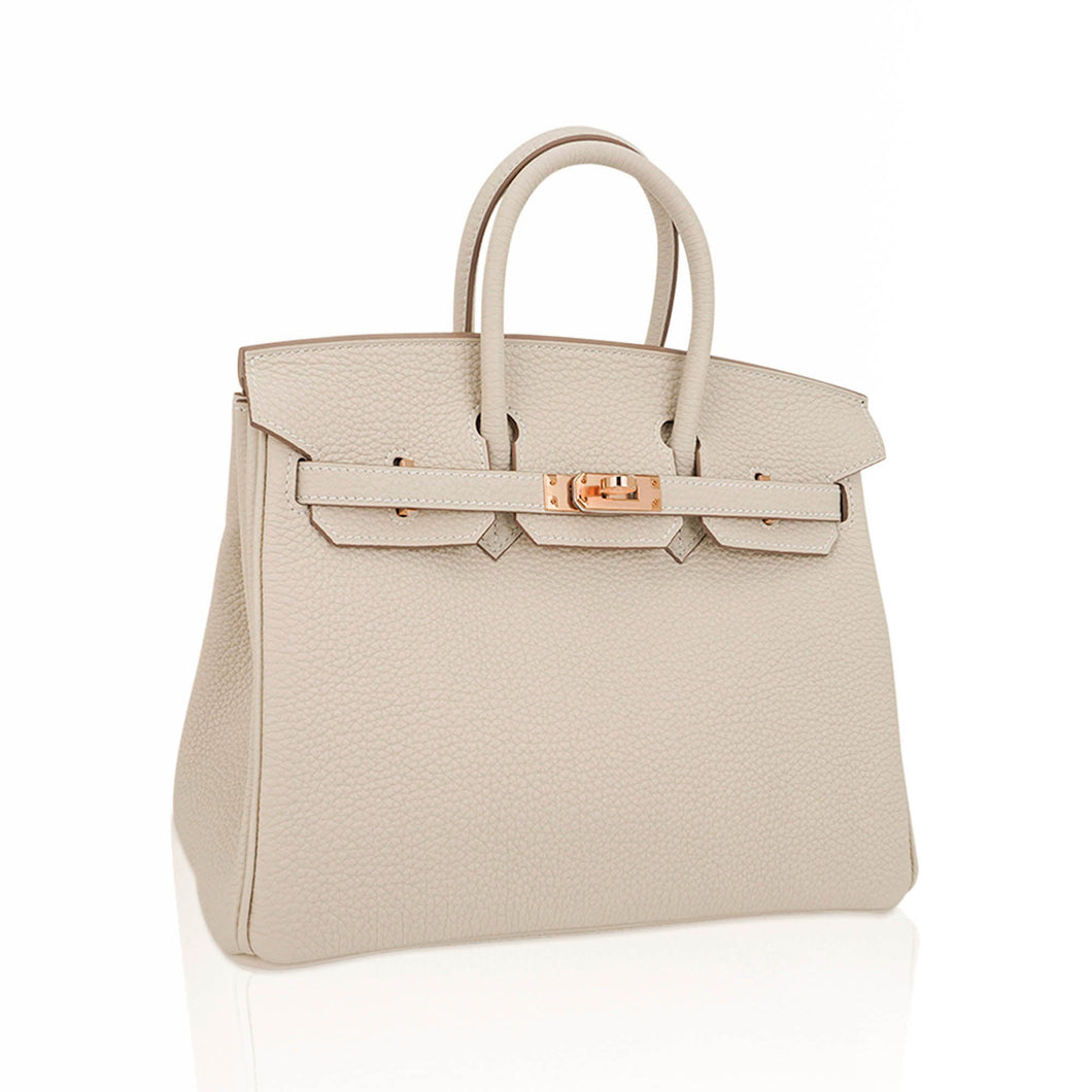 Hermes Birkin 25 Bag Craie Togo Leather with Rose Gold Hardware