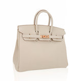 Hermes Birkin 25 Bag Craie Togo Leather with Rose Gold Hardware