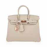 Hermes Birkin 25 Bag Craie Togo Leather with Rose Gold Hardware