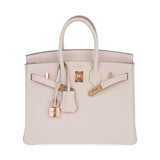 Hermes Birkin 25 Bag Craie Togo Leather with Rose Gold Hardware