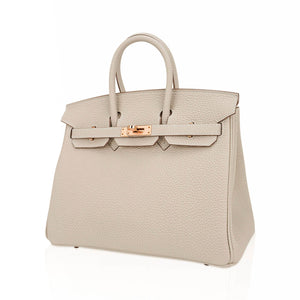 Hermes Birkin 25 Bag Craie Togo Leather with Rose Gold Hardware