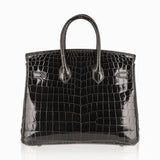 Hermes Birkin 25 Bag Graphite Crocodile with Palladium Hardware