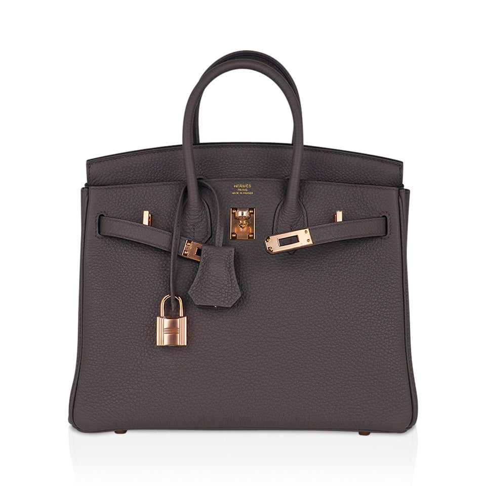 Hermes Birkin 25 Bag Etain Rose Gold Hardware Togo Leather