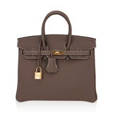 Hermes Birkin 25 Bag Etoupe Togo Leather with Gold Hardware