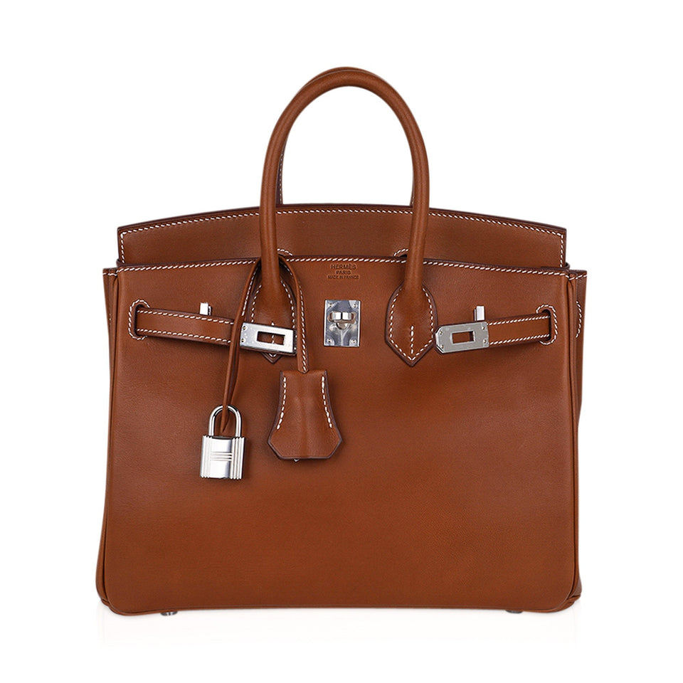 Hermes Limited Edition Birkin 25 Fauve Barenia Leather Bag Palladium Hardware