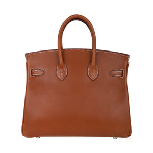 Hermes Limited Edition Birkin 25 Fauve Barenia Leather Bag Palladium Hardware