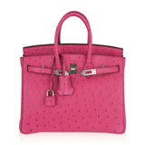 Hermes Birkin 25 Bag Fuchsia Ostrich with Palladium Hardware