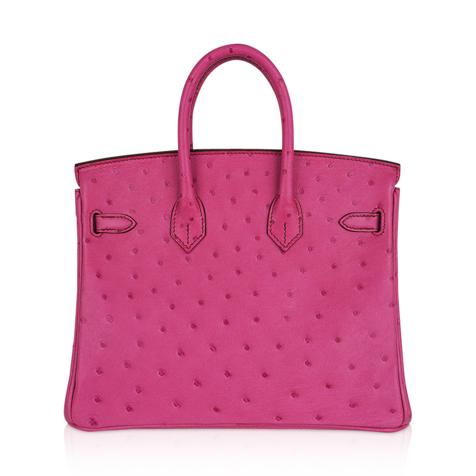 Hermes Birkin 25 Bag Fuchsia Ostrich with Palladium Hardware