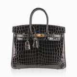 Hermes Birkin 25 Bag Graphite Crocodile with Palladium Hardware