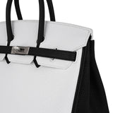 Hermes Birkin HSS 25 Bag White w/ Black Brushed Palladium Hardware