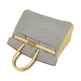 Hermes Special Order HSS Birkin 25 Bag Gris Perle & Vanille Matte Alligator with Rose Gold Hardware