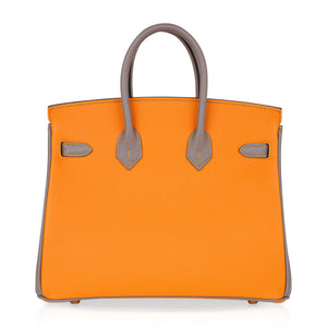 Hermes Birkin HSS 25 Bag Jaune Ambre / Gris Asphalte Gold Hardware