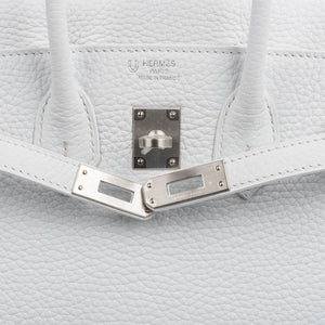 Hermes Birkin 25 Bag HSS White Clemence Trench Interior Brushed Palladium Hardware