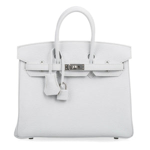 Hermes Birkin 25 Bag HSS White Clemence Trench Interior Brushed Palladium Hardware