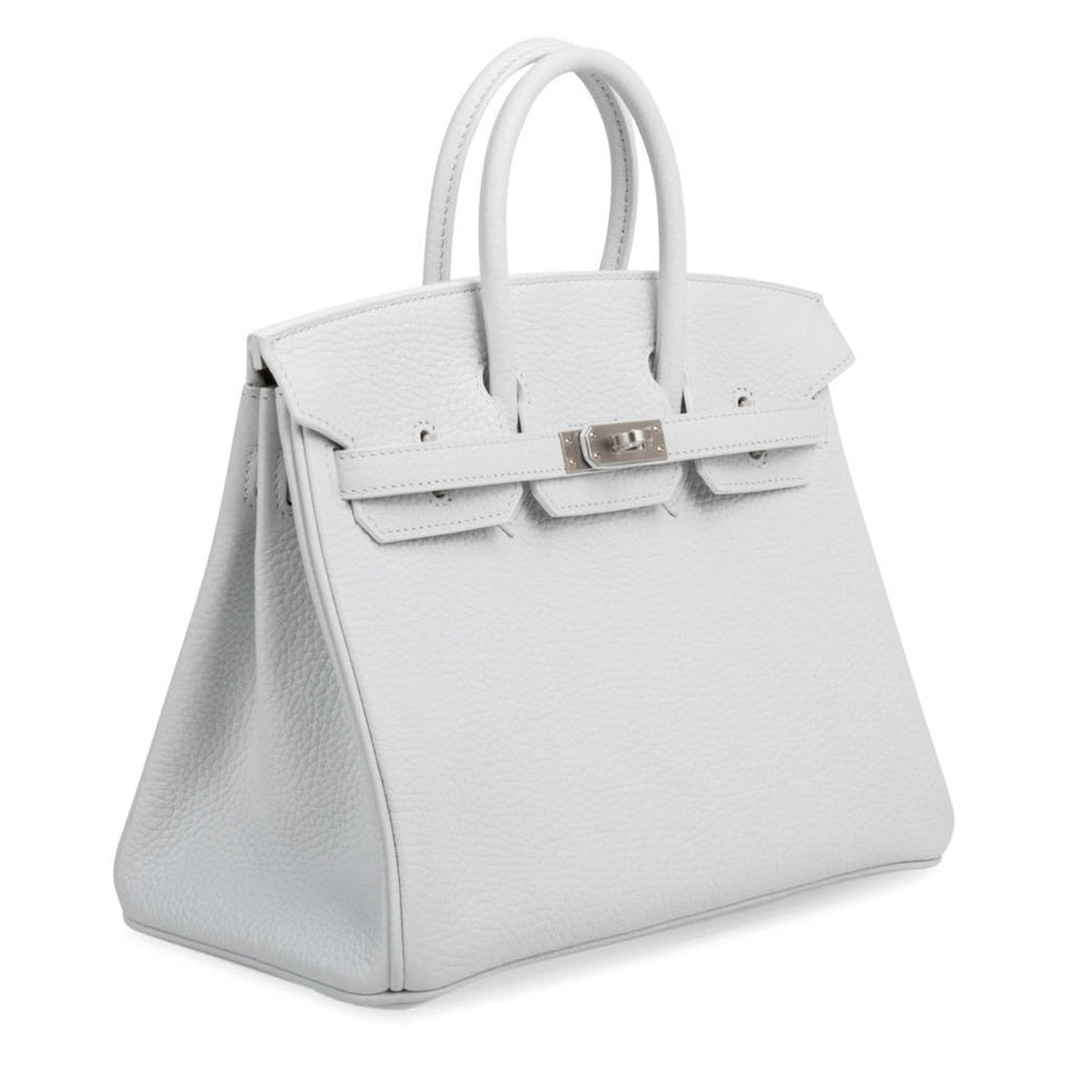 Hermes Birkin 25 Bag HSS White Clemence Trench Interior Brushed Palladium Hardware