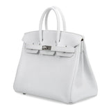 Hermes Birkin 25 Bag HSS White Clemence Trench Interior Brushed Palladium Hardware