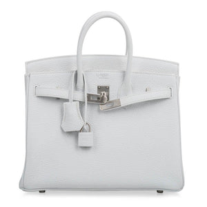 Hermes Birkin 25 Bag HSS White Clemence Trench Interior Brushed Palladium Hardware