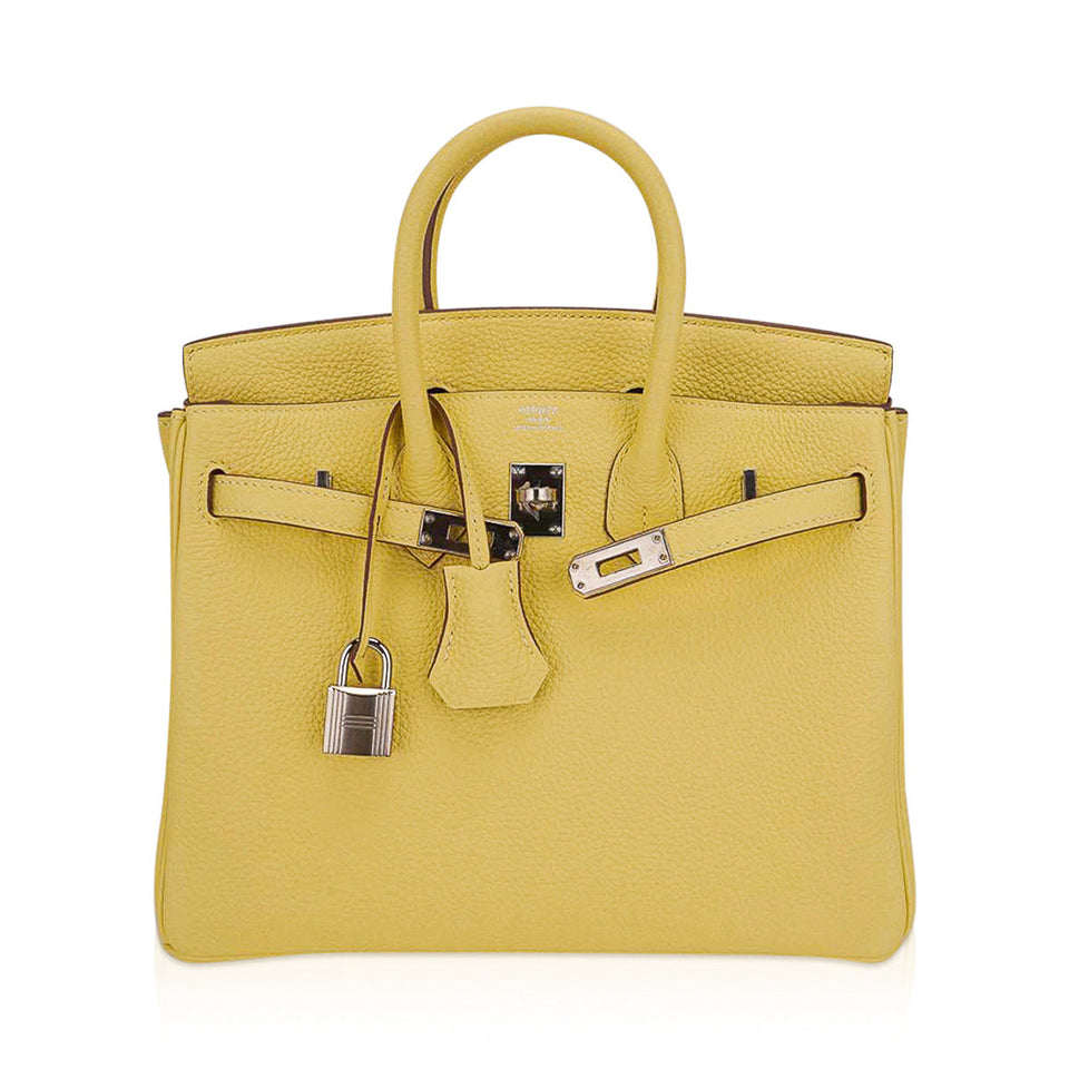 Hermes Birkin 25 Bag Jaune Poussin Togo Leather with Palladium Hardware